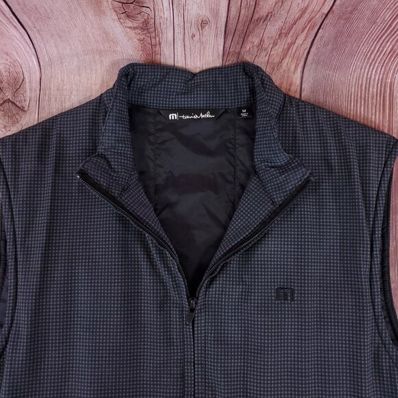 Travis Mathew Golf Vest Mens Size Medium Microplaid Full Zip Gray 1MU365 - Picture 6 of 16